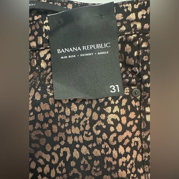 Banana Republic Mid Rise Stretch Metallic Skinny Ankle Jeans Rose Gold L… - Picture 8 of 9